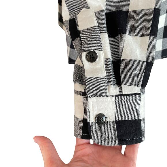 J. Crew Black & White Buffalo Check Flannel Shirt - Picture 6 of 9